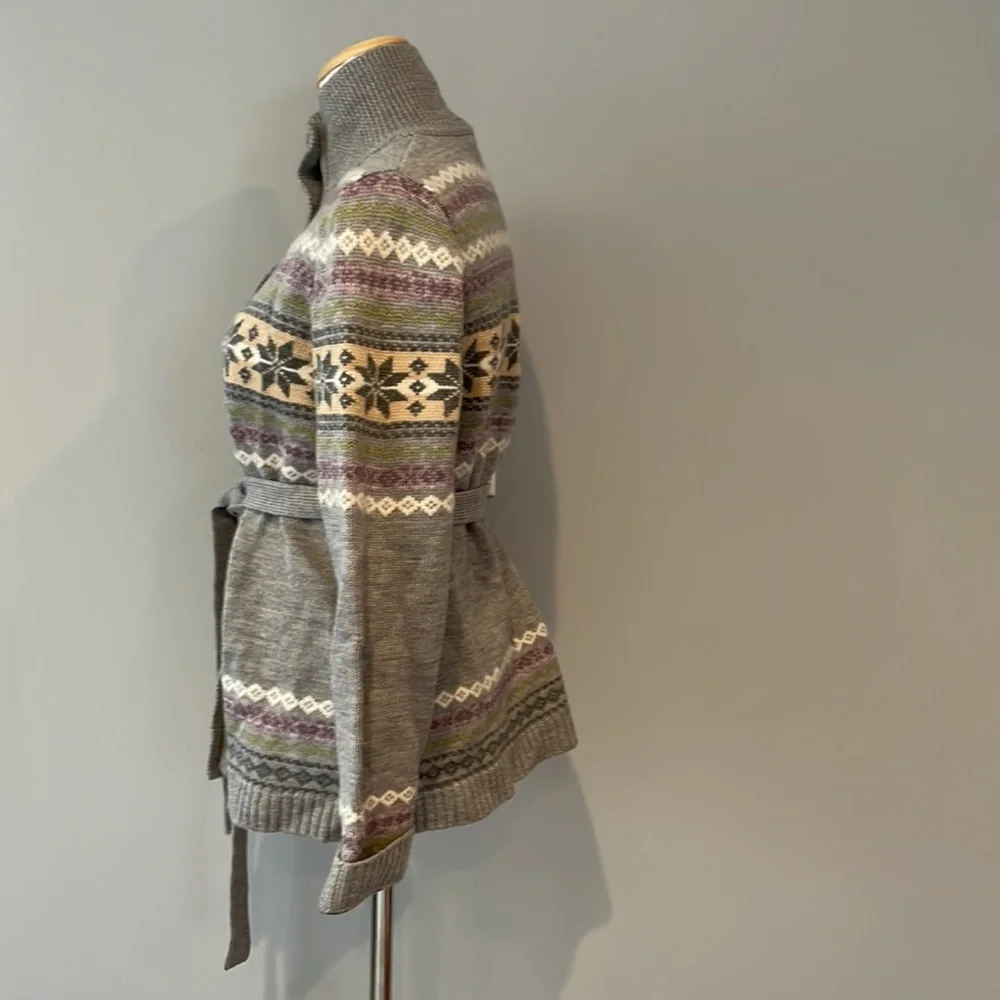 Sundance FairIsle cardigan - grey / snowflake sweater- size medium - Picture 3 of 5